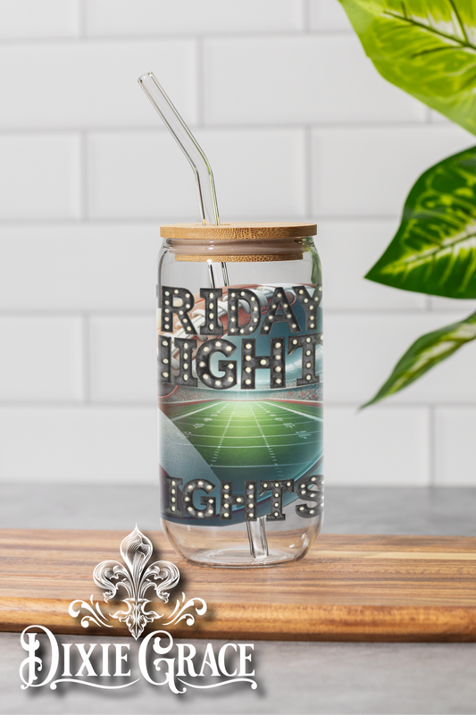 Friday Night Lights Marquee Football - 16 oz Glass Can