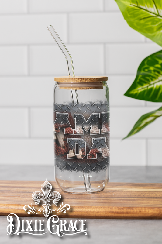 Game Day Metal Football - 16 oz Glass Can
