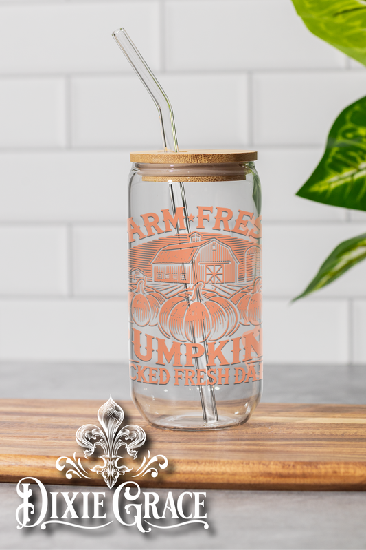 Farm Fresh Pumpkins - 16 oz Glass Can